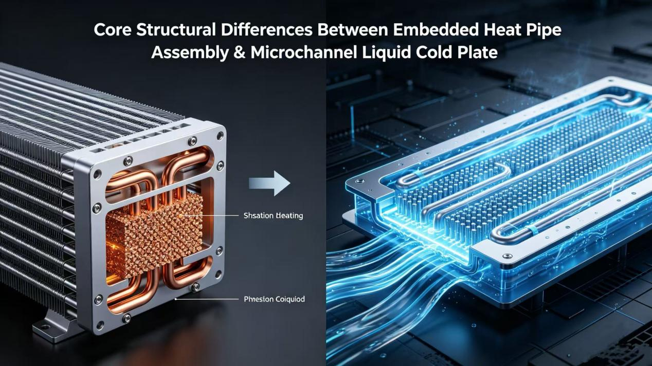 Core Structural Differences Between Embedded Heat Pipe Assembly & Microchannel Liquid Cold Plate in Passive-Active Hybrid Thermal Dissipation